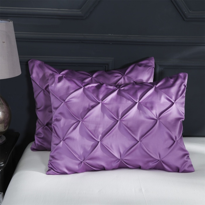 Satin Pinch Pleated Duvet Cover with Zipper Closure  3 Pieces